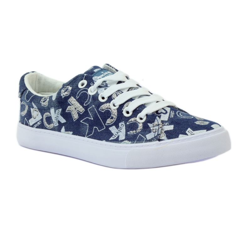 American Club Amerikanische Glitter-Denim-Sneakers navy blau 1