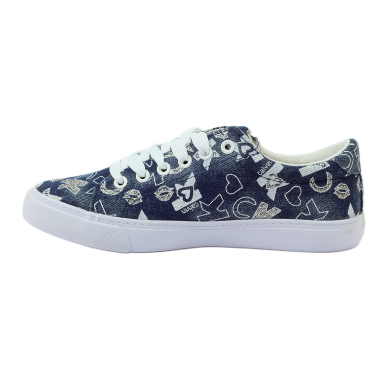 American Club Amerikanische Glitter-Denim-Sneakers marineblau 2