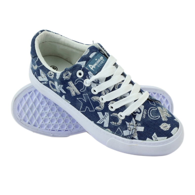 Damen-Denim-Sneakers mit Glitzer American clublh18 navy blau 3