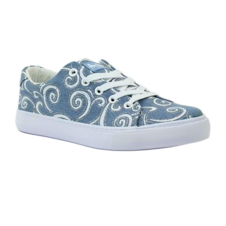 American Club LH Jeans-Sneaker mit Glitzer blau grau 1