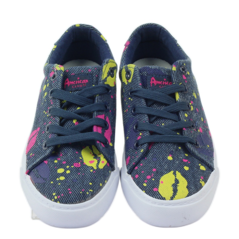 American Club Denim-Turnschuhe Turnschuhe im amerikanischen Mund navy blau 4