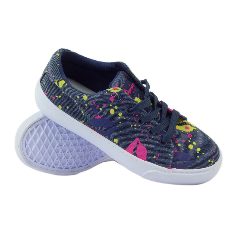 American Club Denim-Turnschuhe Turnschuhe im amerikanischen Mund navy blau 3