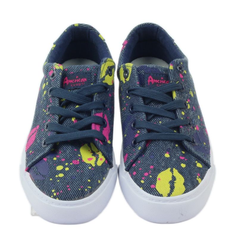 American Club Denim-Turnschuhe Turnschuhe im amerikanischen Mund navy blau 4