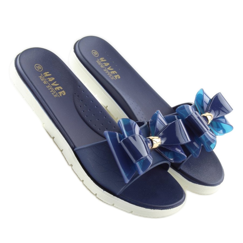 Hausschuhe meliski blau KM118 marineblau navy blau 2