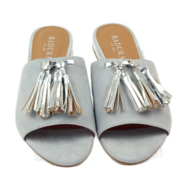 Hausschuhe mit Fransen Badura 5133 grau 4