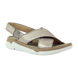 Filippo Bequeme goldene Sandalen mit Klettverschluss 1