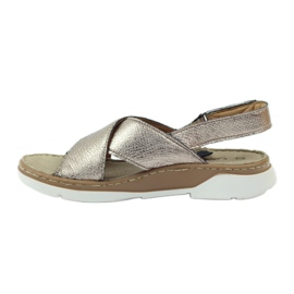 Filippo Bequeme goldene Sandalen mit Klettverschluss 2