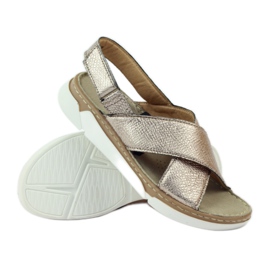 Filippo Bequeme goldene Sandalen mit Klettverschluss 3