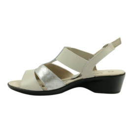 Filippo Bequeme Keilsandalen aus Leder beige silber- 2