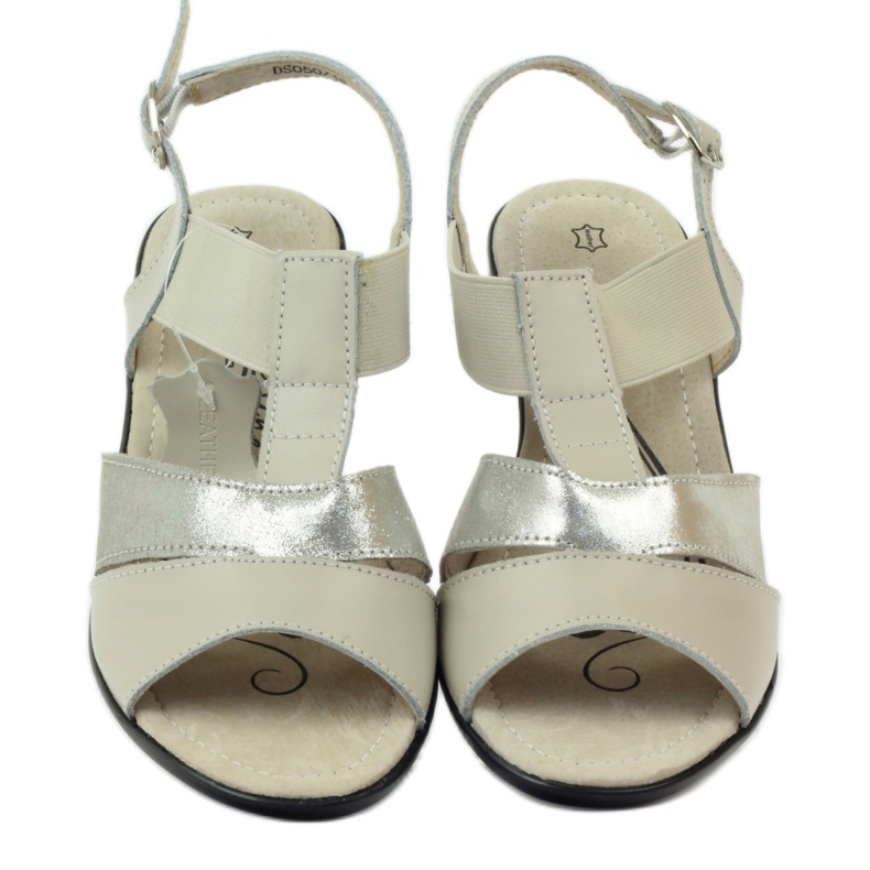 Filippo Bequeme Keilsandalen aus Leder beige silber- 4