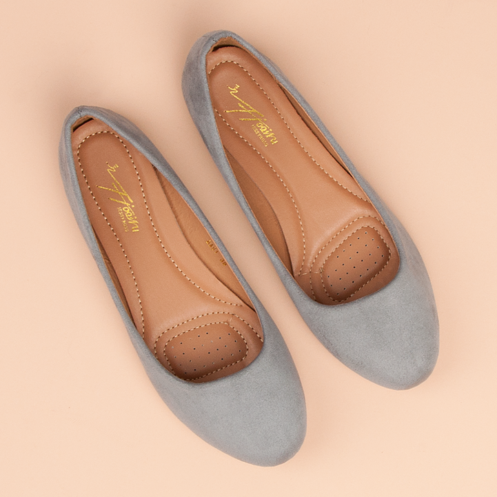 Bequeme Ballerinas aus Wildleder grau 1