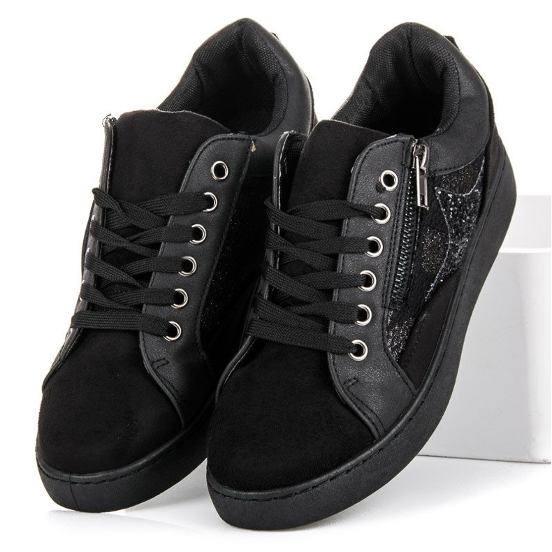Erynn Modische gebundene Sneaker schwarz 1