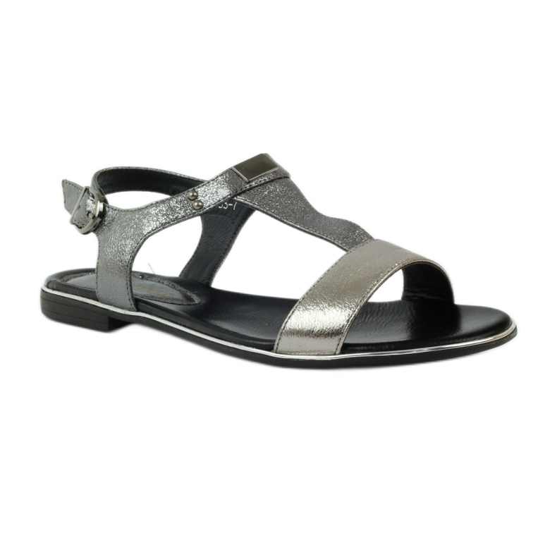 M.Daszyński Sandalen flacher Absatz Daszyński silber-schwarz grau 1