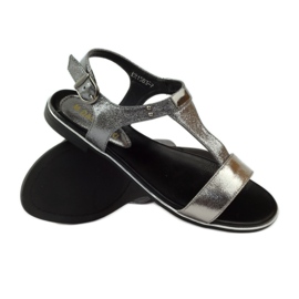 M.Daszyński Sandalen flacher Absatz Daszyński silber-schwarz grau 3