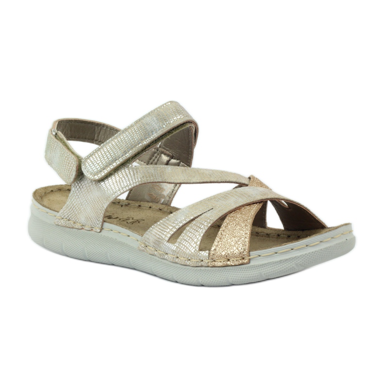 Sandalen mit Ledereinsatz Inblu 004 golden braun gelb 1