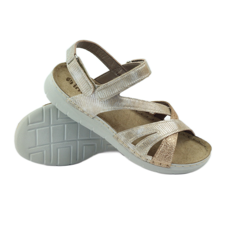 Sandalen mit Ledereinsatz Inblu 004 golden braun gelb 3