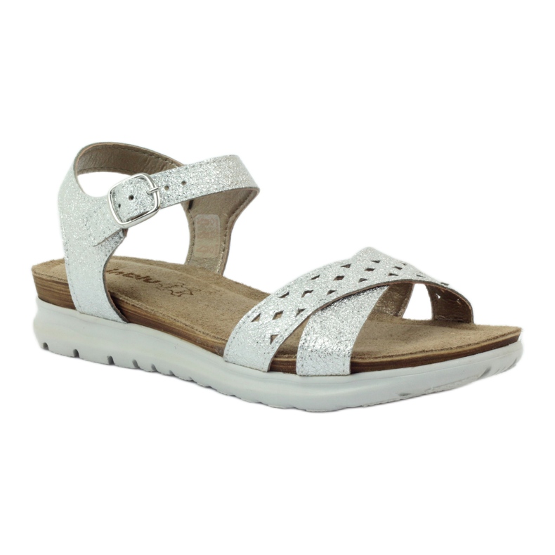 Ledersandalen Inblu 038 Silbereinsatz grau 1