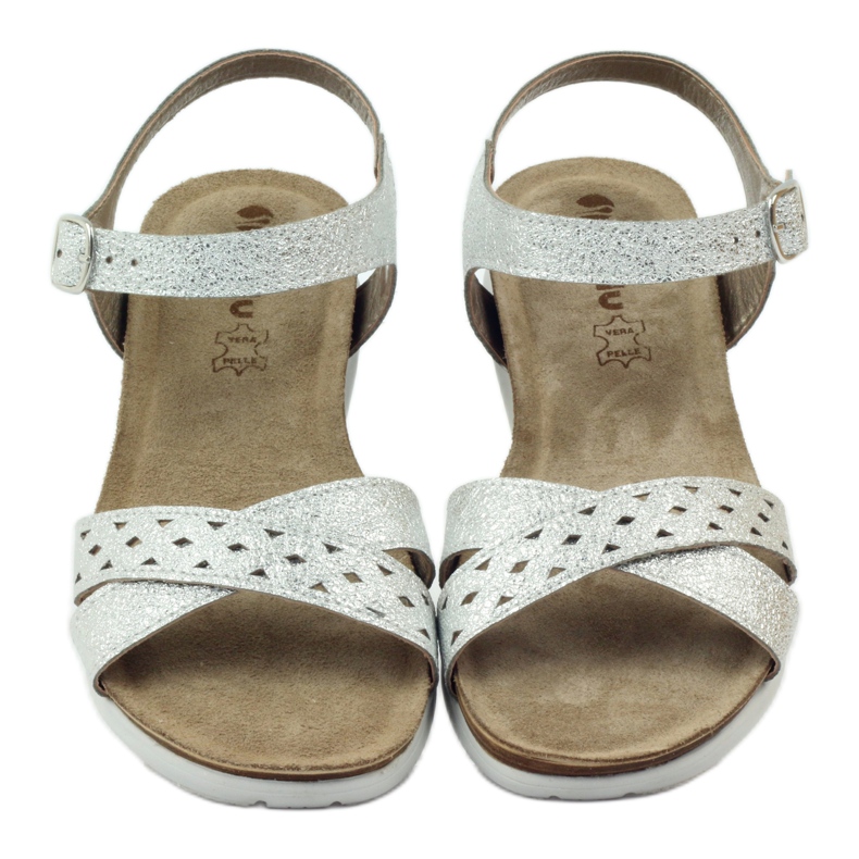 Ledersandalen Inblu 038 Silbereinsatz grau 4