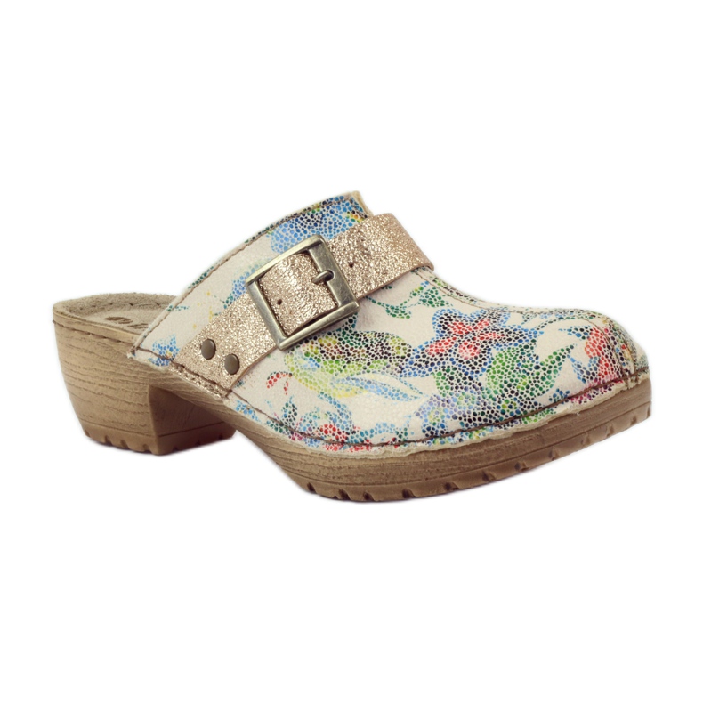 Clogs mit Blumen Inblu BL02 braun gelb mehrfarbig 1