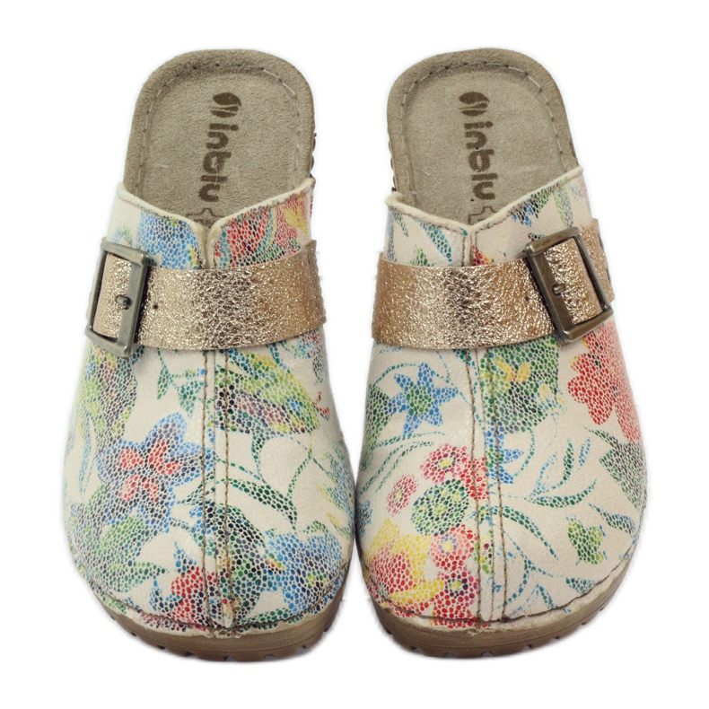 Clogs mit Blumen Inblu BL02 braun gelb mehrfarbig 4