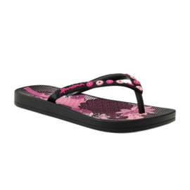 Ipanema 82387 Flip-Flops mit Blumenmuster schwarz rosa 1
