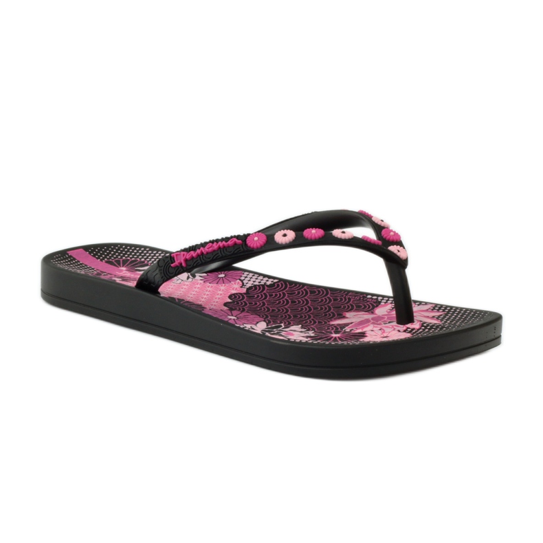 Ipanema 82387 Flip-Flops mit Blumenmuster schwarz rosa 1