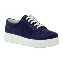 Creepers-Schuhe aus Leder Filippo 036 navy blau 1