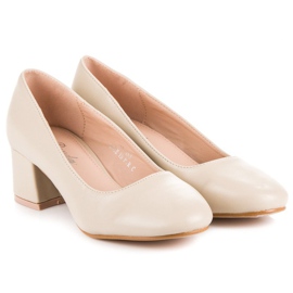 Renda Beige Pumps mit niedrigen Absätzen 1