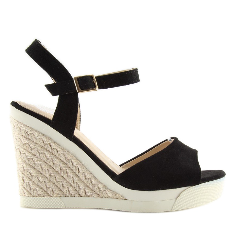 Sportliche Keilsandalen in Schwarz 1