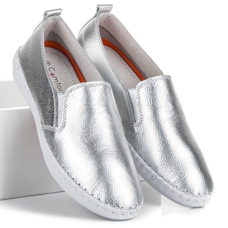 VINCEZA Silberne Slipons grau 1