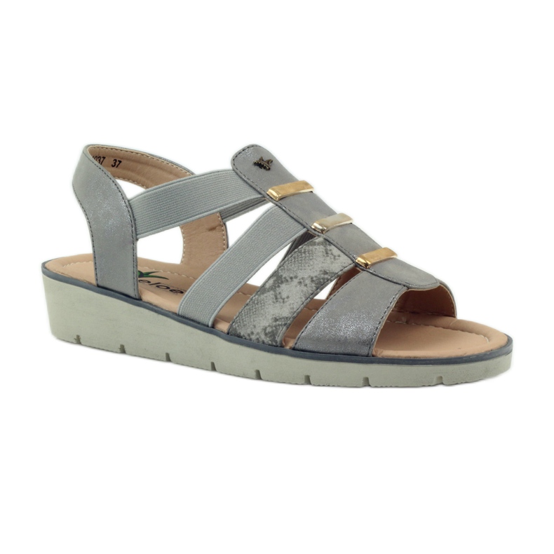 Super bequeme Aloeloe Sandalen grau gelb 1