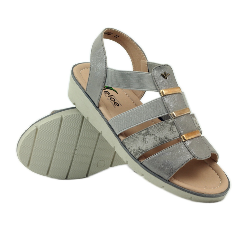 Super bequeme Aloeloe Sandalen grau gelb 3