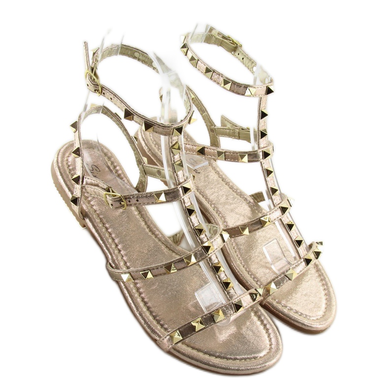 Damensandalen mit goldenen Nieten H56 LT.GOLD 2