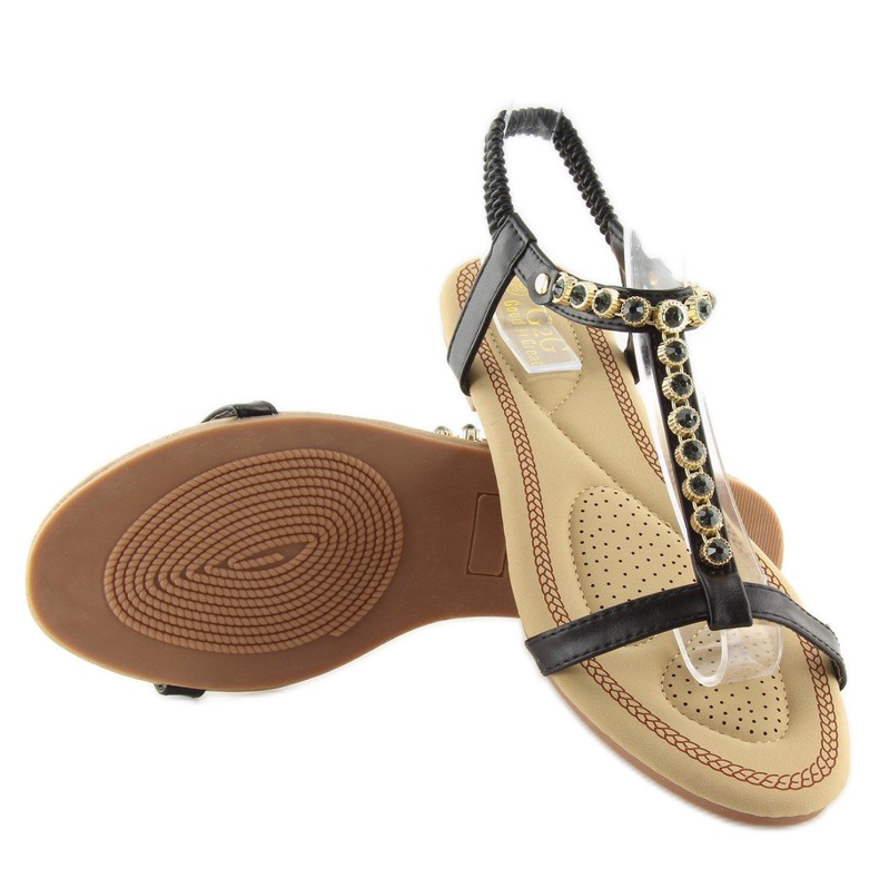 Schwarze Sandalen mit Zirkonia AS10875 Schwarz 1