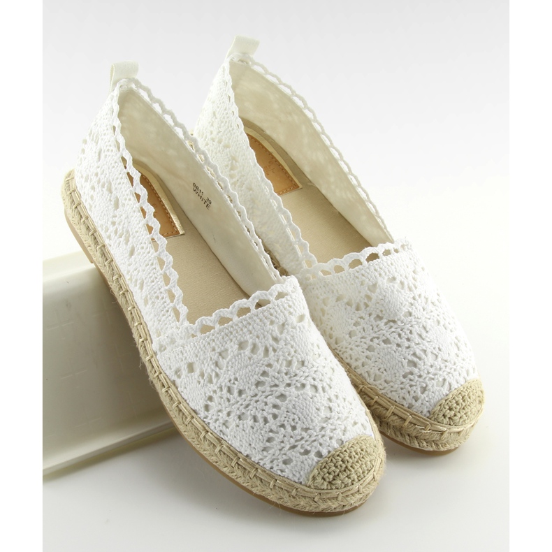 Espadrilles aus weißer Spitze BB11 weiß 2