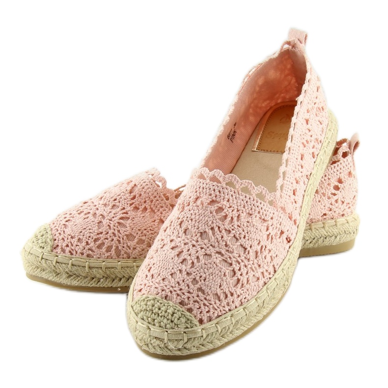Espadrilles aus rosa Spitze BB11 Rosa 2