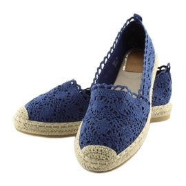 Marineblaue Espadrilles aus Spitze BB11 Jeans 1