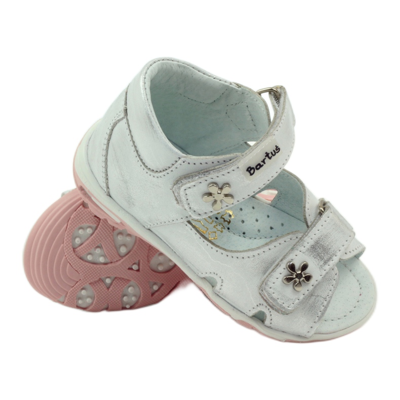 Bartuś flexible Mädchen Sandalen für silbermetallische Klettverschluss 3