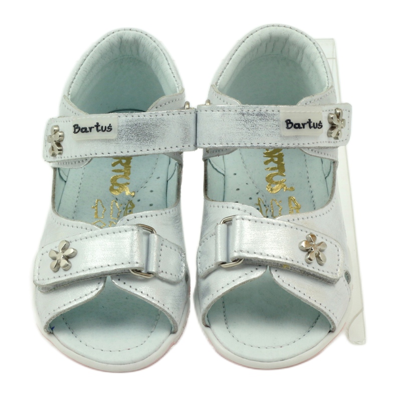 Bartuś flexible Mädchen Sandalen für silbermetallische Klettverschluss 4