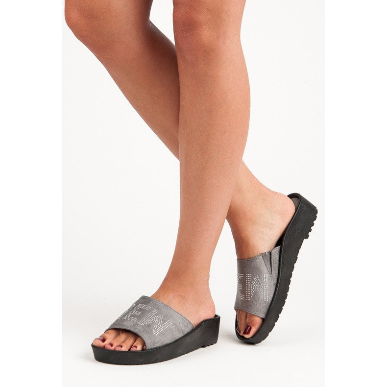 Vinceza-Hausschuhe aus grauem Wildleder 2