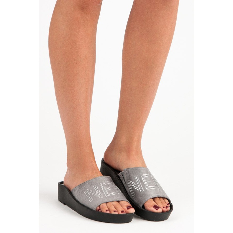 Vinceza-Hausschuhe aus grauem Wildleder 1