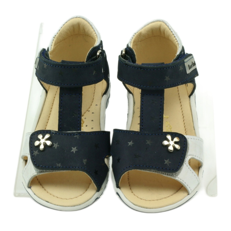 Ledersandalen für Klettverschluss 138 Marineblau/Silber Bartuś 4