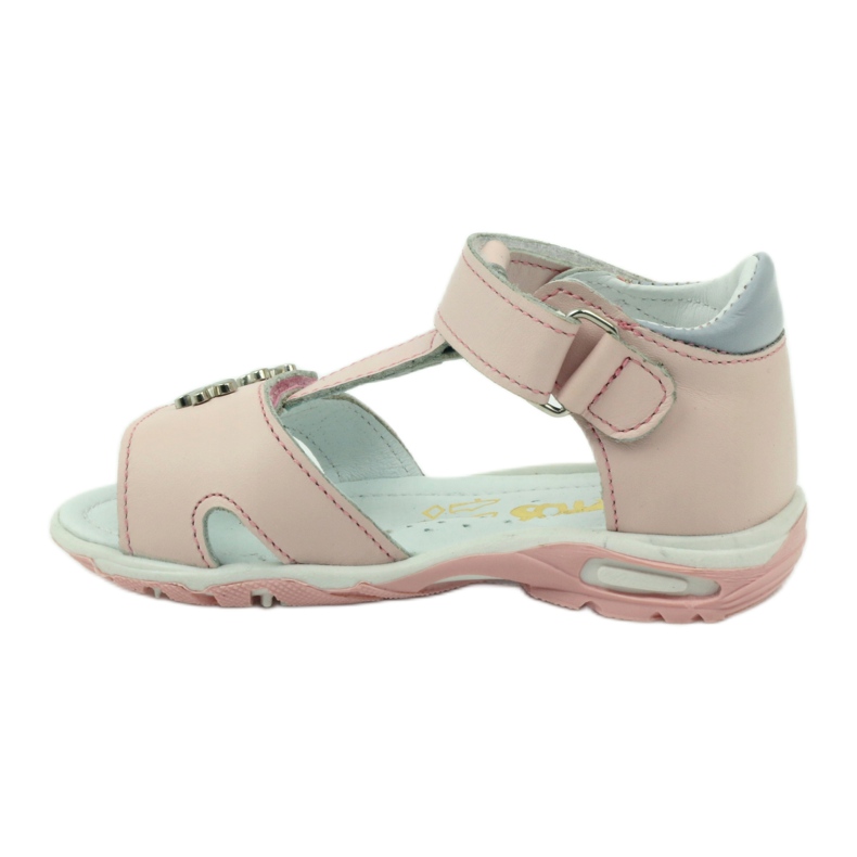 Ledermädchen Sandalen für Klettverschluss 138 Pink Bartuś rosa grau 2