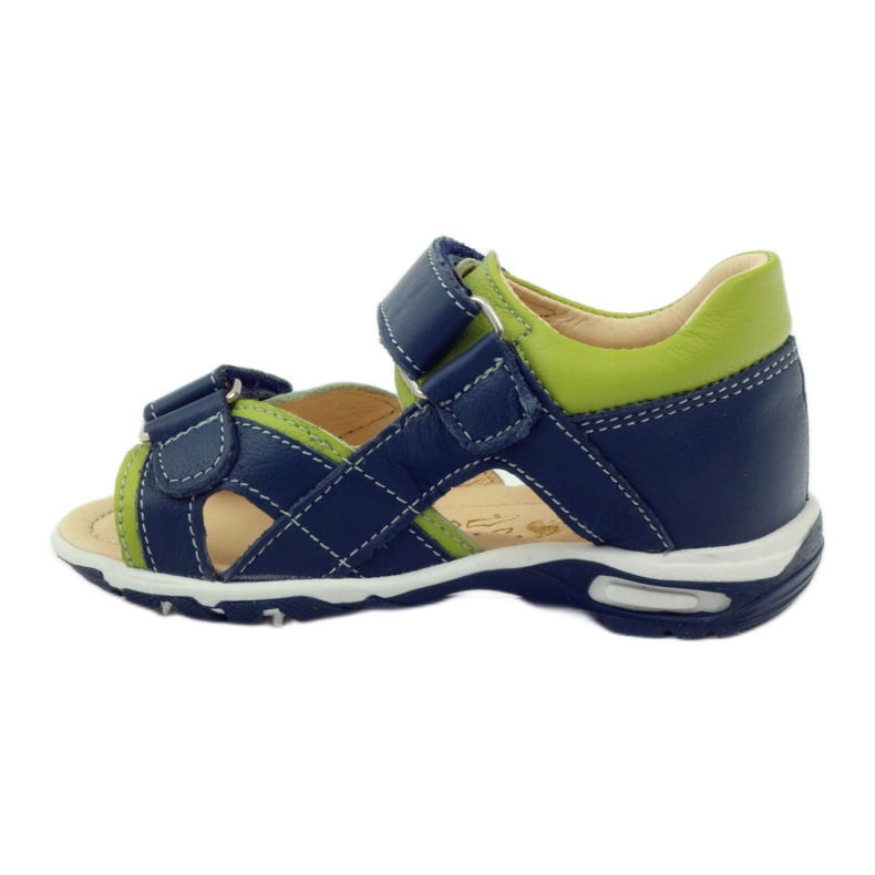 Bartuś Lederjungen Sandalen für Klettverschlüsse 137 Marine/Green Bartusal blau 2