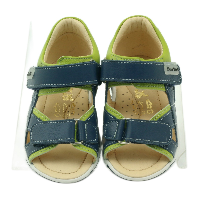 Bartuś Lederjungen Sandalen für Klettverschlüsse 137 Marine/Green Bartusal blau 4