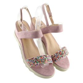 Violette Malva-Sandalen mit niedrigem Keilabsatz lila 2