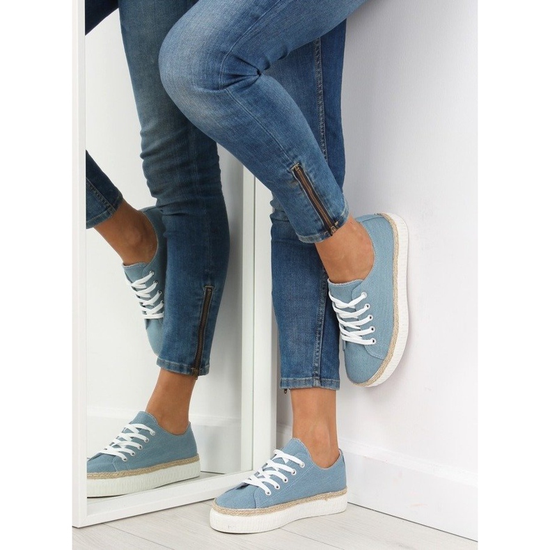 Blaue K1831602 Jeans-Sneakers mit hoher Sohle 1