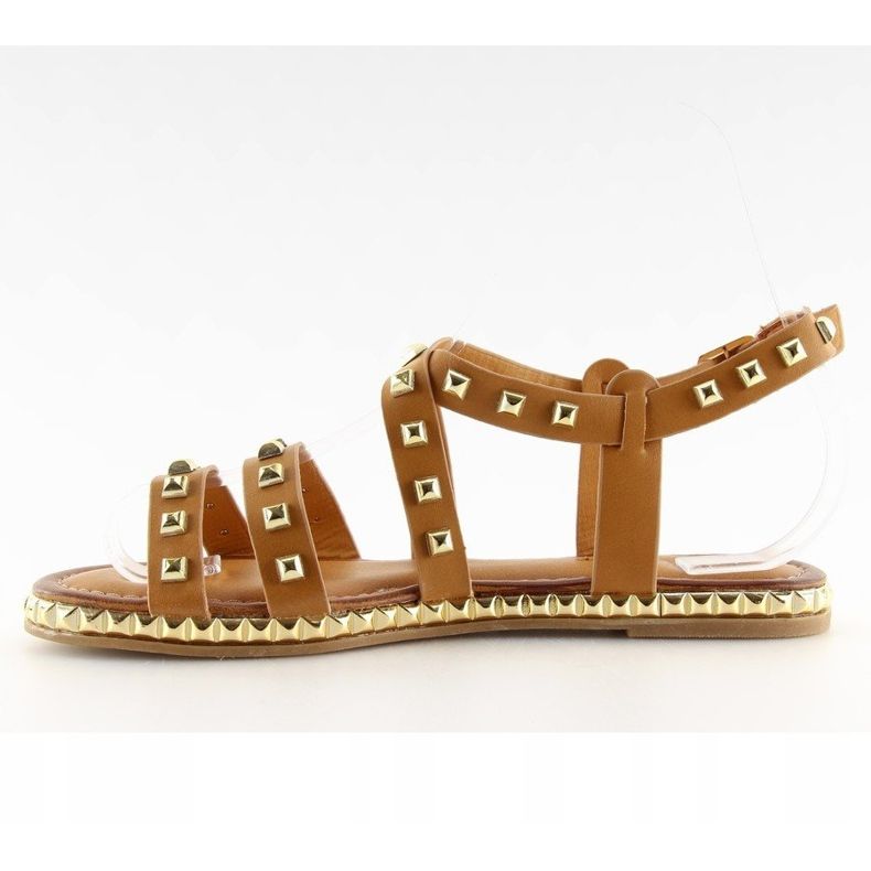 Sandalen mit Nieten camel WL193 Camel braun 2