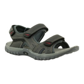 American Club Sandalen mit American 6201 Ledereinsatz grau 1