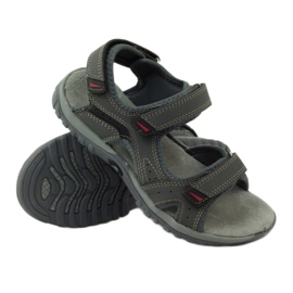 American Club Sandalen mit American 6201 Ledereinsatz grau 3